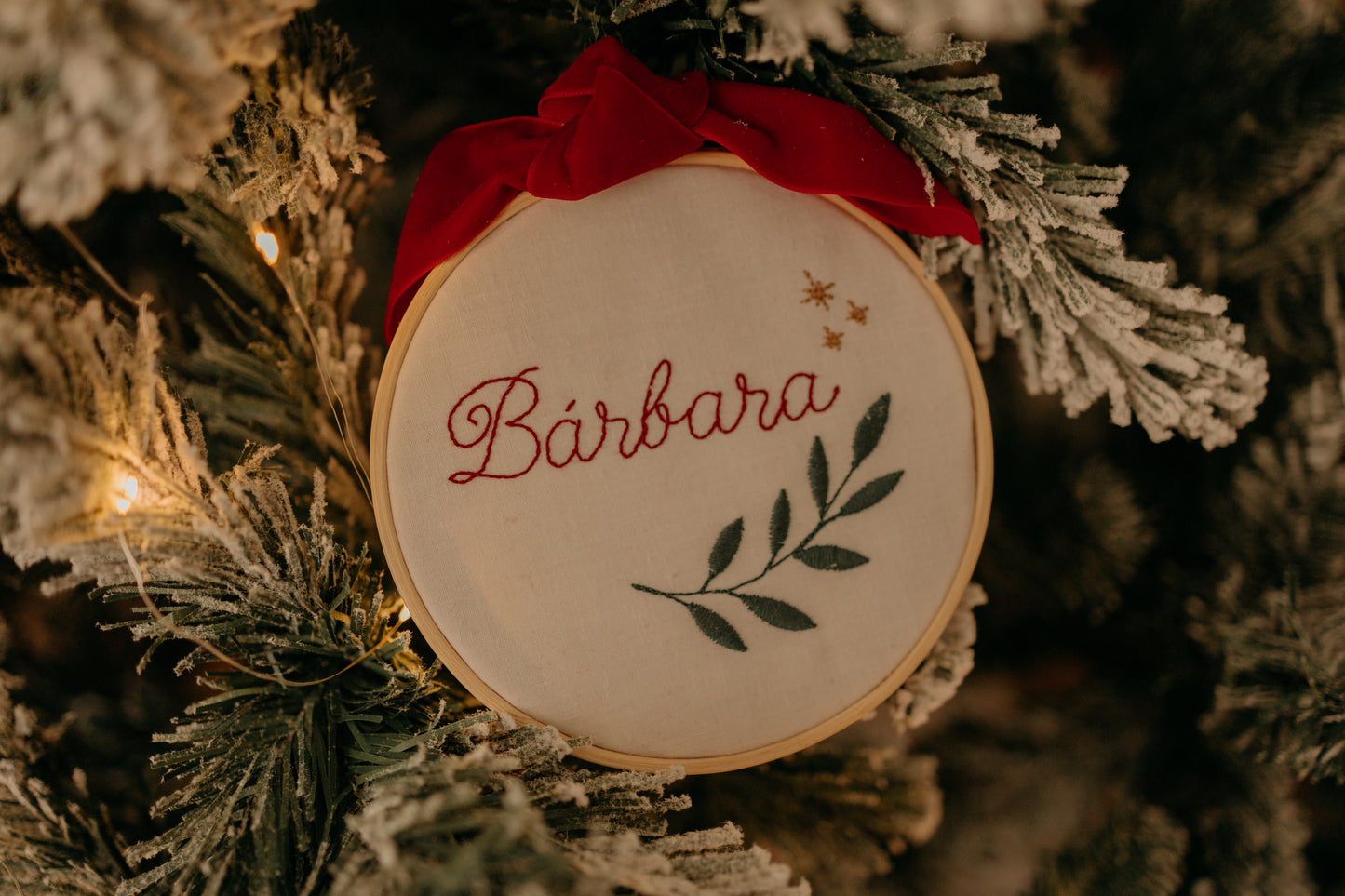 Bastidor em Linho Bordado para Árvore de Natal