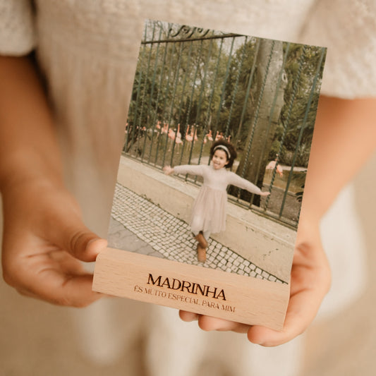 Presente Natal Padrinhos - Porta Retrato em Madeira - imagem 2 de 2 | Little Bunny