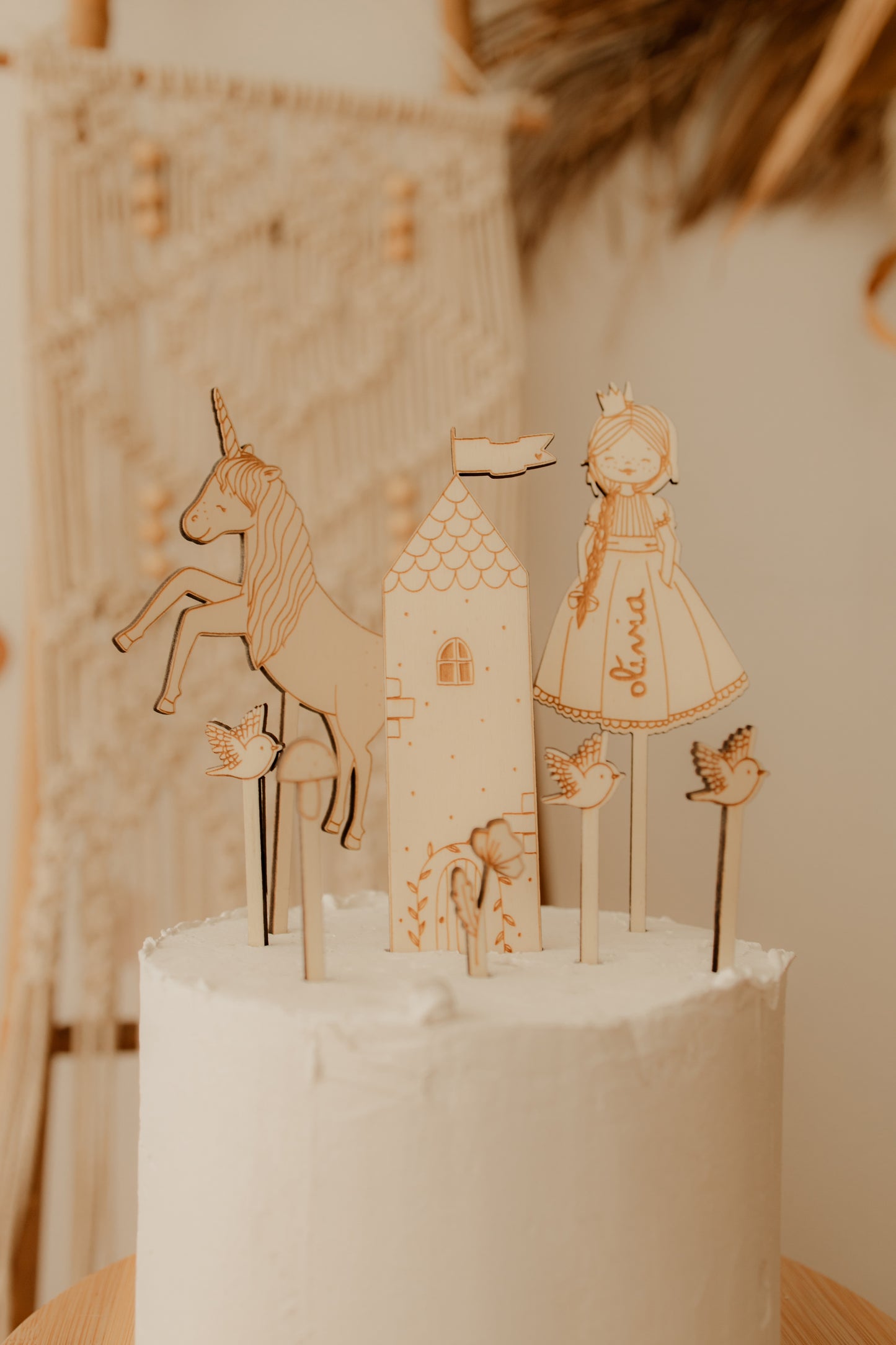 Topo de Bolo Princesa | Unicórnio | Torre | Conto de Fadas