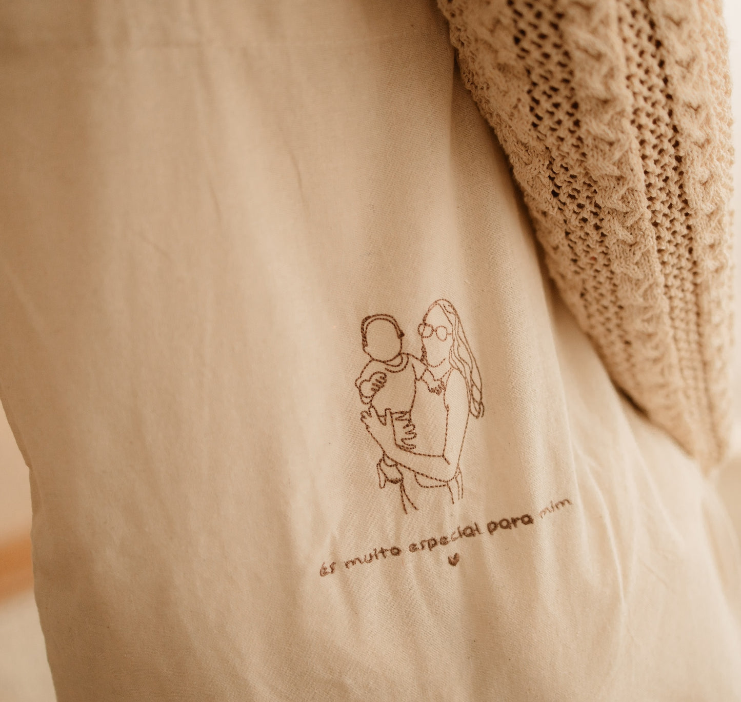 Tote Bag Algodão - Bordado Fotografia + Frase