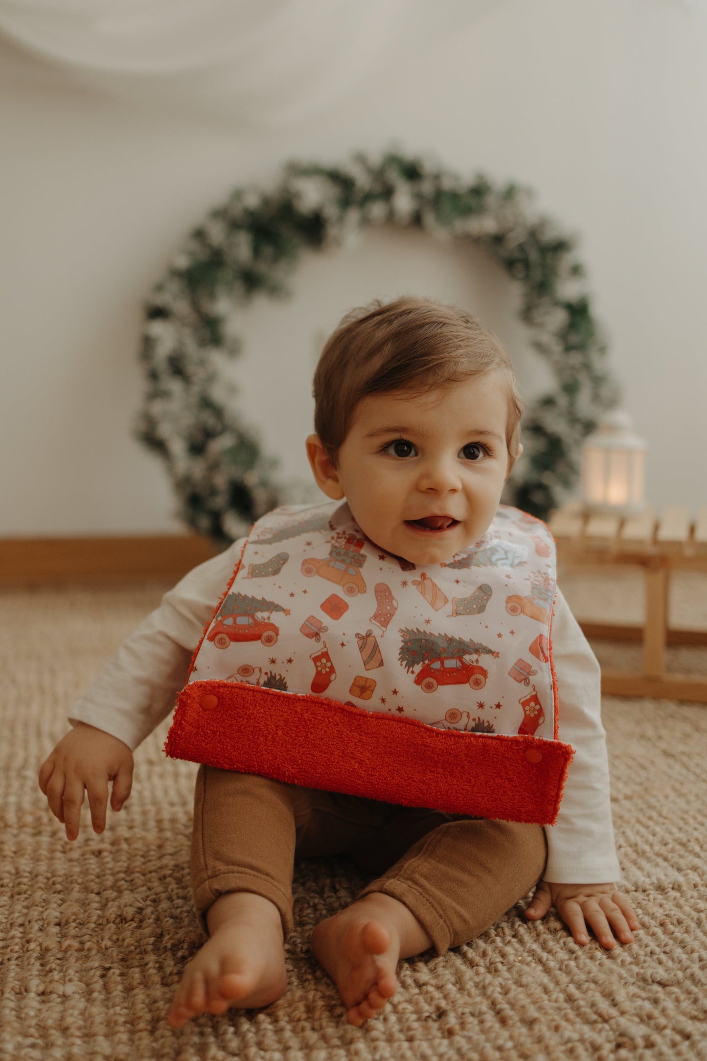 Babete Refeição Natal Carro com Árvore