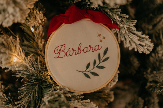 Bastidor em Linho Bordado para Árvore de Natal