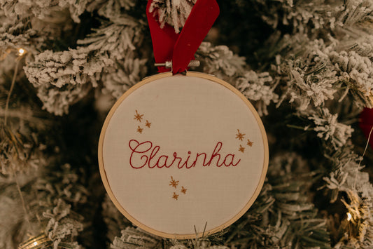 Bastidor em Linho Bordado para Árvore de Natal