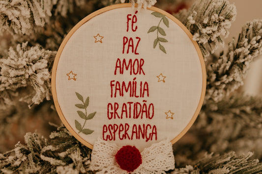 Bastidor em Linho Bordado para Árvore de Natal