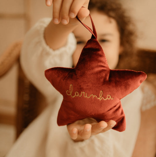 Ornamento Árvore Natal - Estrela Natal Veludo