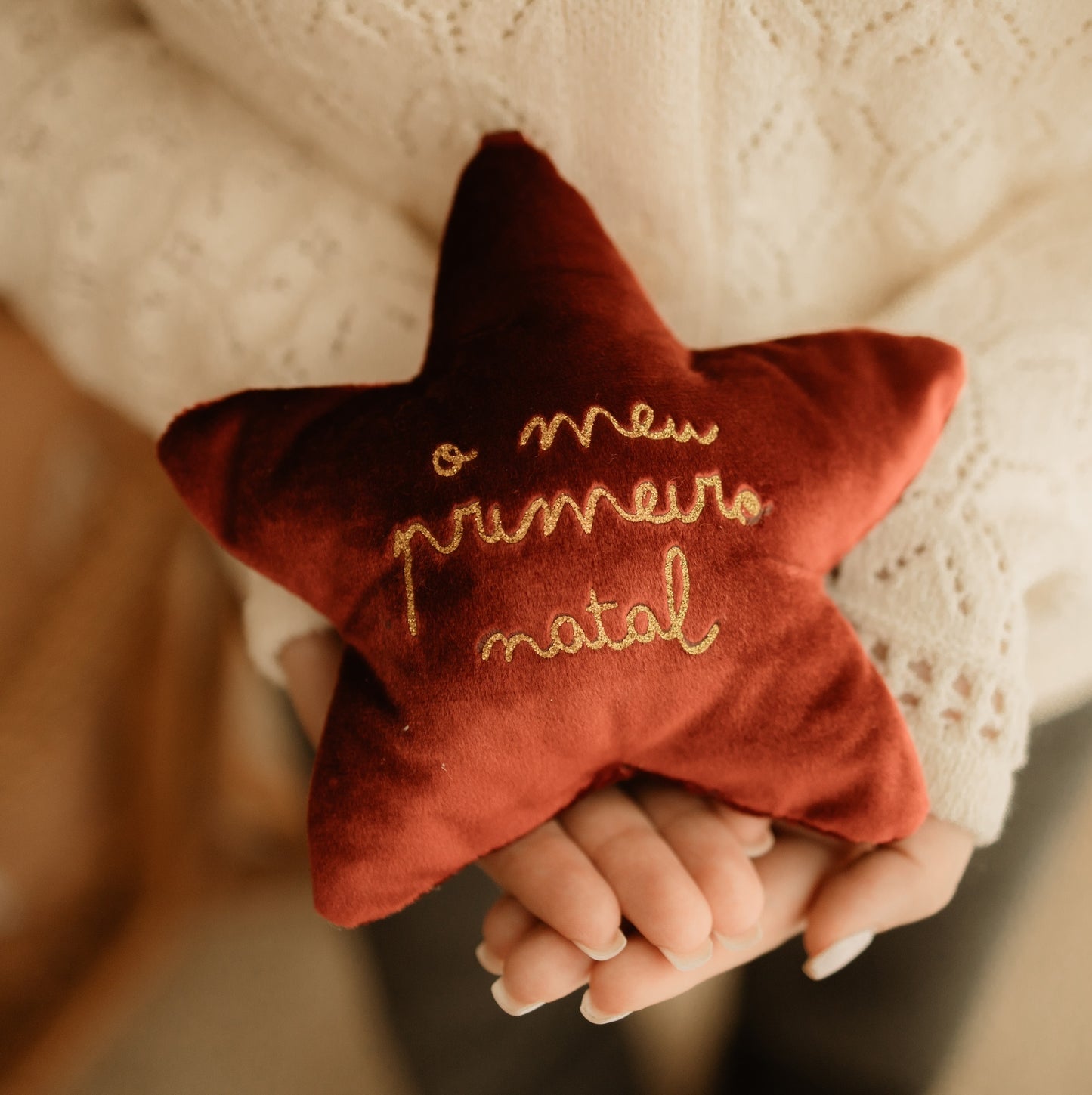 Ornamento Árvore Natal - Estrela Natal Veludo