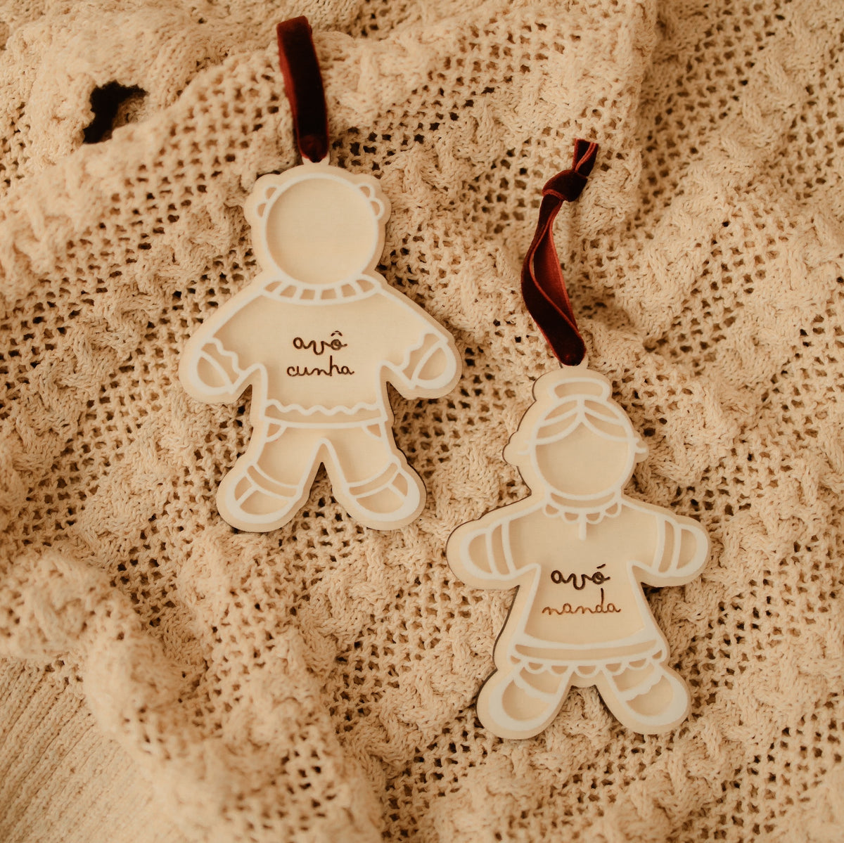 Ornamento Árvore Natal - Bonequinho Gengibre Avós | Little Bunny
