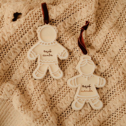 Ornamento Árvore Natal - Bonequinho Gengibre Avós