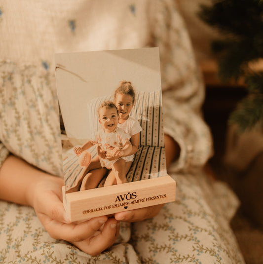 Presente Natal Avós - Porta Retrato em Madeira