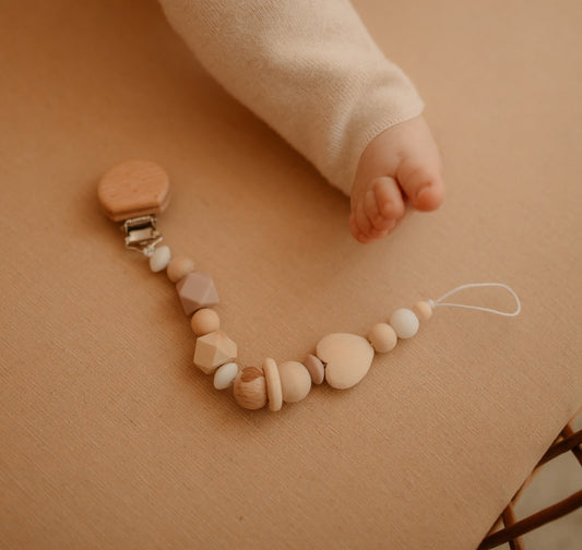 Prendedor Chupeta em Silicone e Madeira para Bebé | Little Bunny