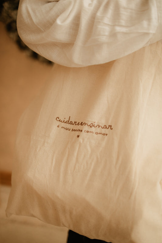 Tote Bag 100% Algodão - Frase Bordada