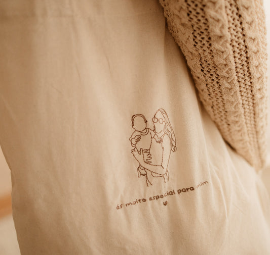 Tote Bag Algodão - Bordado Fotografia + Frase