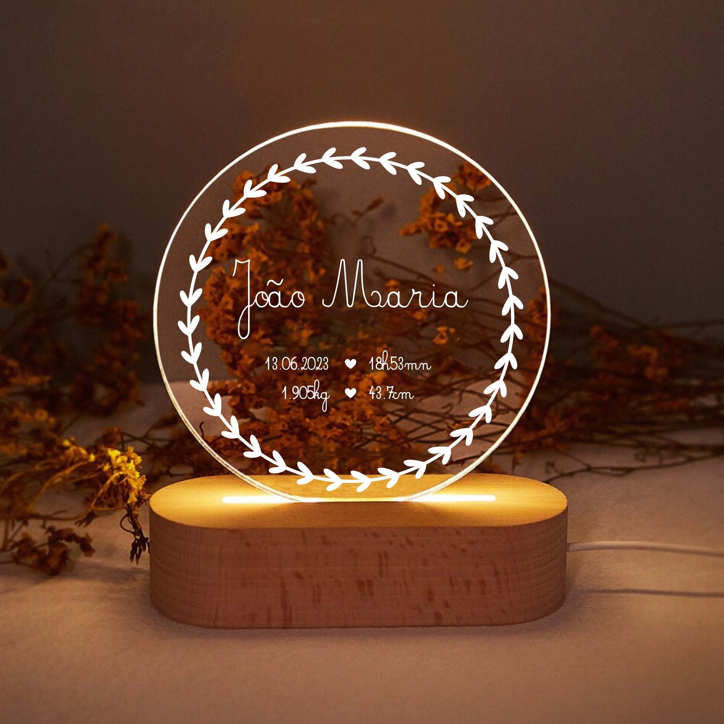 Candeeiro de Mesa Led Dados de Nascimento